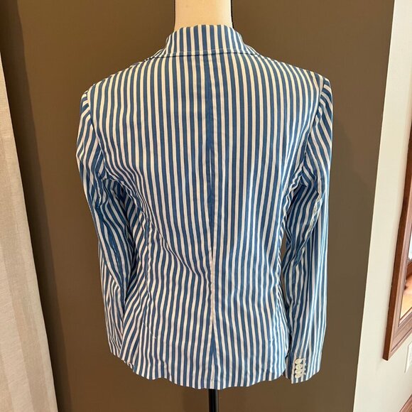 VINTAGE Ralph Lauren 100% Cotton Blue& White Blazer, Size 8 - Picture 4 of 8